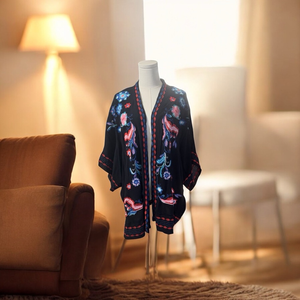 Curations Open Front‎ Embroidered Cardigan SZ M/L